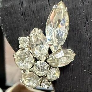 Vintage Weiss Rhinestone Earrings Clip On Signed Bridal Statement Silver